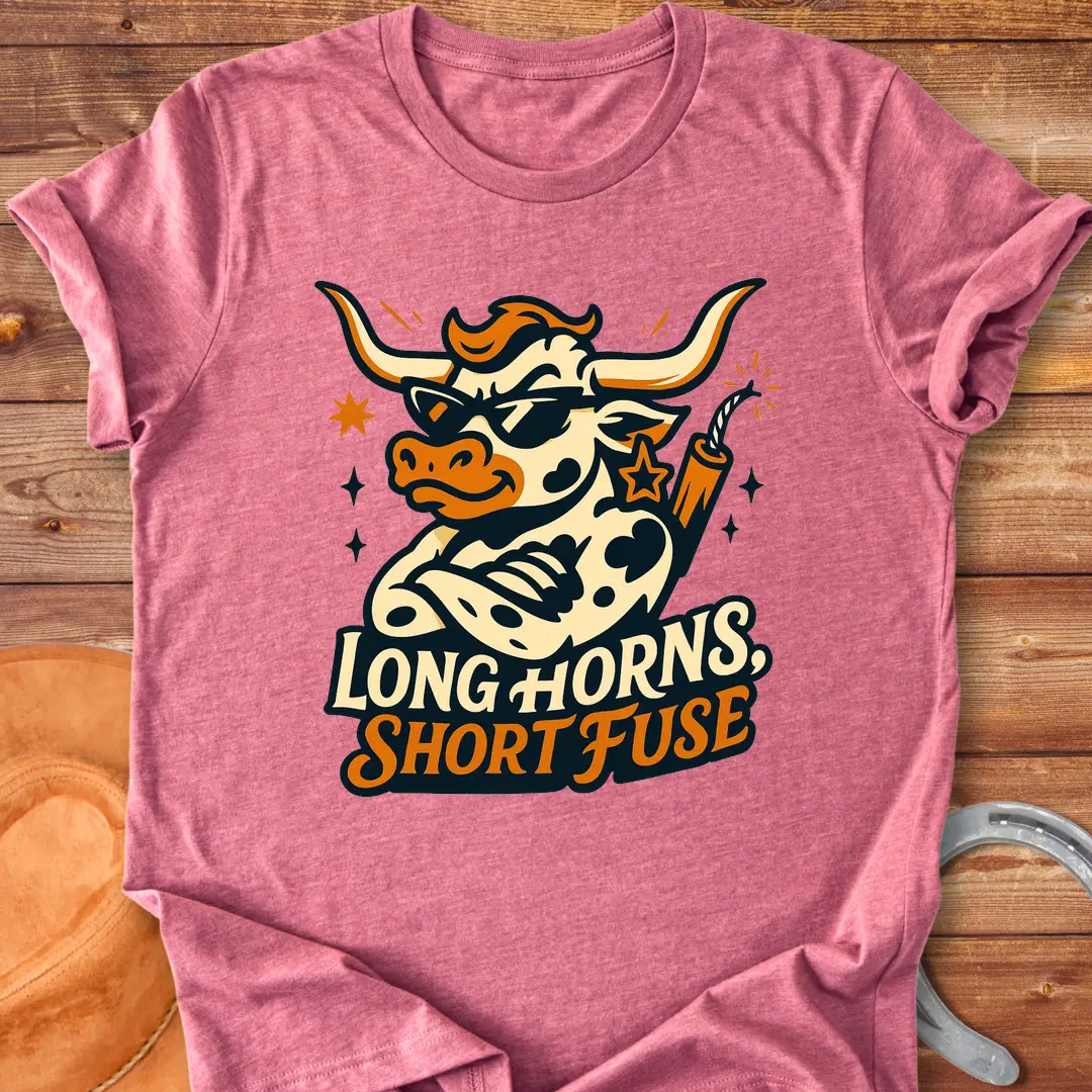 A cool cow wearing sunglasses and holding a dynamite stick, a unique graphic design for cow lovers.