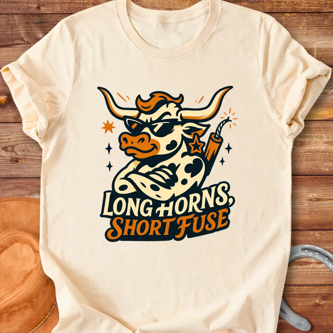A cool cow wearing sunglasses and holding a dynamite stick, a unique graphic design for cow lovers.