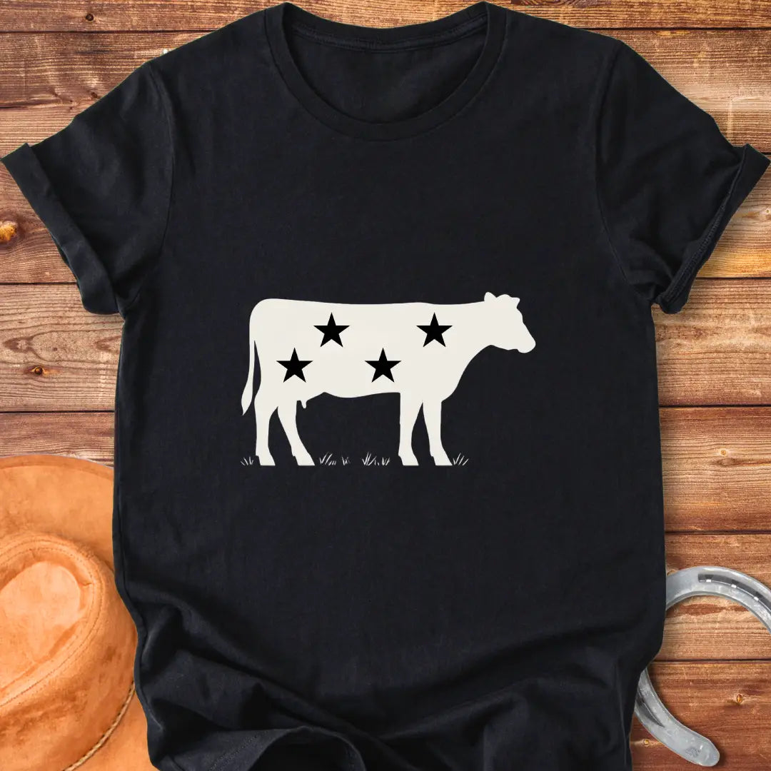Star-spangled cow silhouette t-shirt design