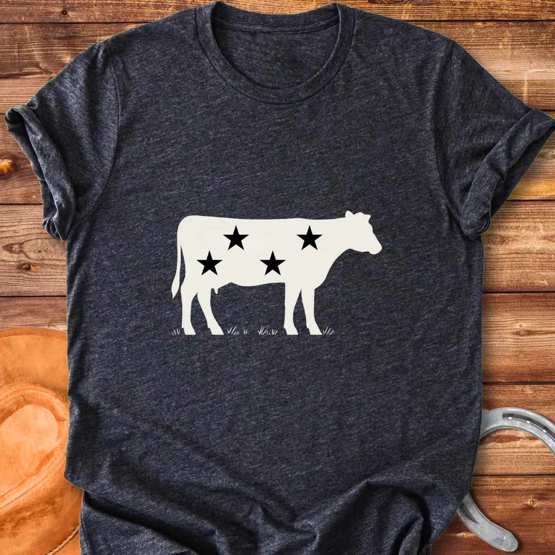 Star-spangled cow silhouette t-shirt design
