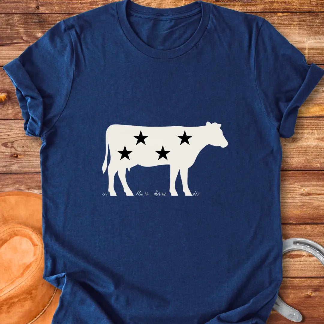 Star-spangled cow silhouette t-shirt design