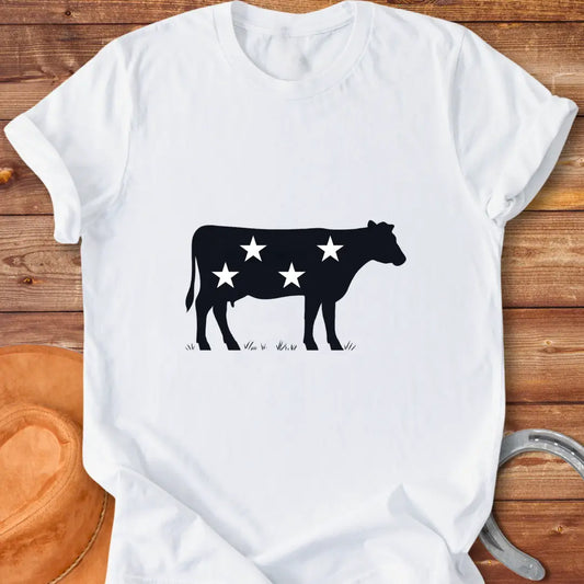 Star-spangled cow silhouette t-shirt design
